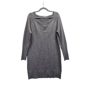 Athleta Gray Cashmere Adi Mudra Knit Sweater Dress Scoop Neck Long Sleeve Medium